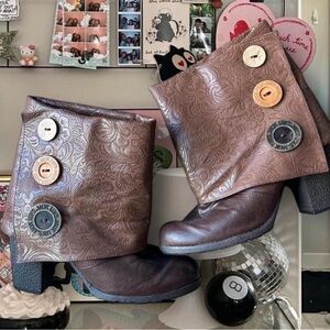 Muk Luks Brown Ankle Boots with Button Accents